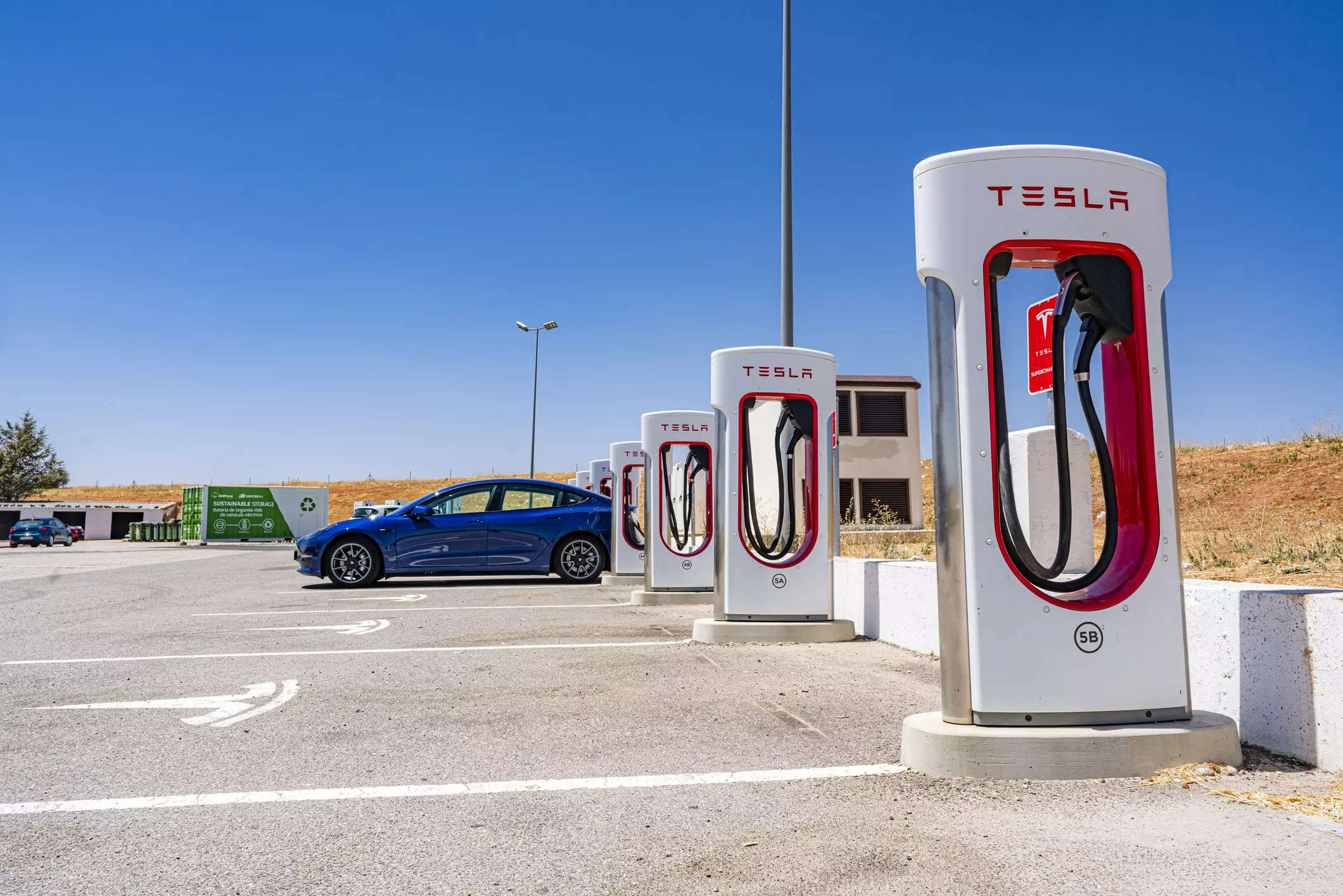 <p>Tesla has about 17,000 Supercharger stations in the U.S. There are about 54,000 public charging stations in the U.S., according to the Department of Energy, but many charge much more slowly than the Tesla stations.</p>