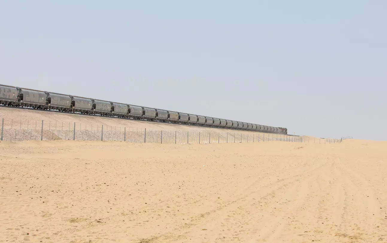 <p>A cargo train in UAE </p>
