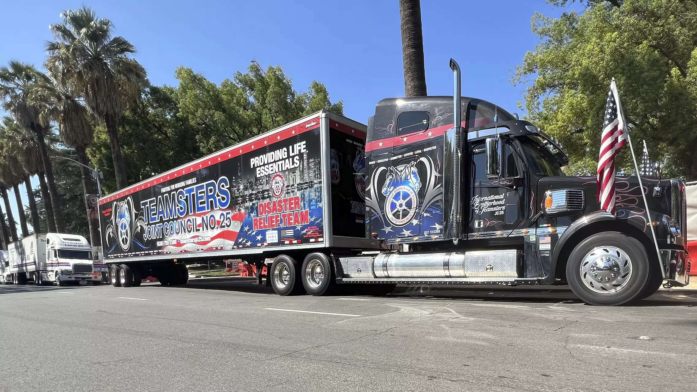 <p>A truck sits as California truck drivers, union leaders, and lawmakers rallied outside the state Capitol in Sacramento, California. They are demanding that Democratic Gov. Gavin Newsom sign a bill that would require self-driving semi-trucks to have a human present as they are tested on public roads for their safety. </p>