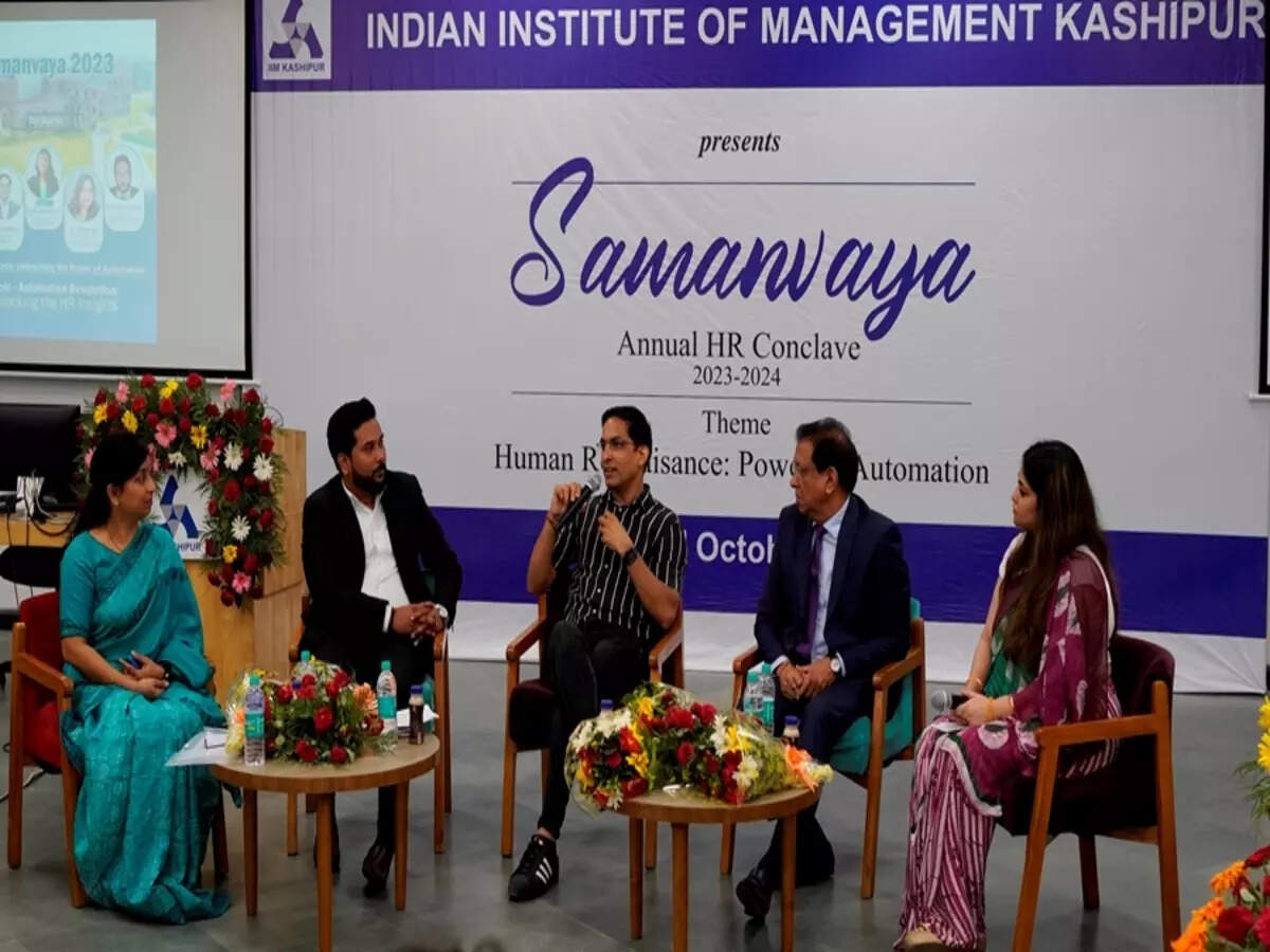<p>(Left to Right) Prof. Mridul Maheshwari, Rahul Pakhale, Rajiv Naithani, Dr. Pradyumna Pandey and Debalina Roy at IIM Kashipur Annual HR Conclave Samanvaya 2023 on October 7.</p>