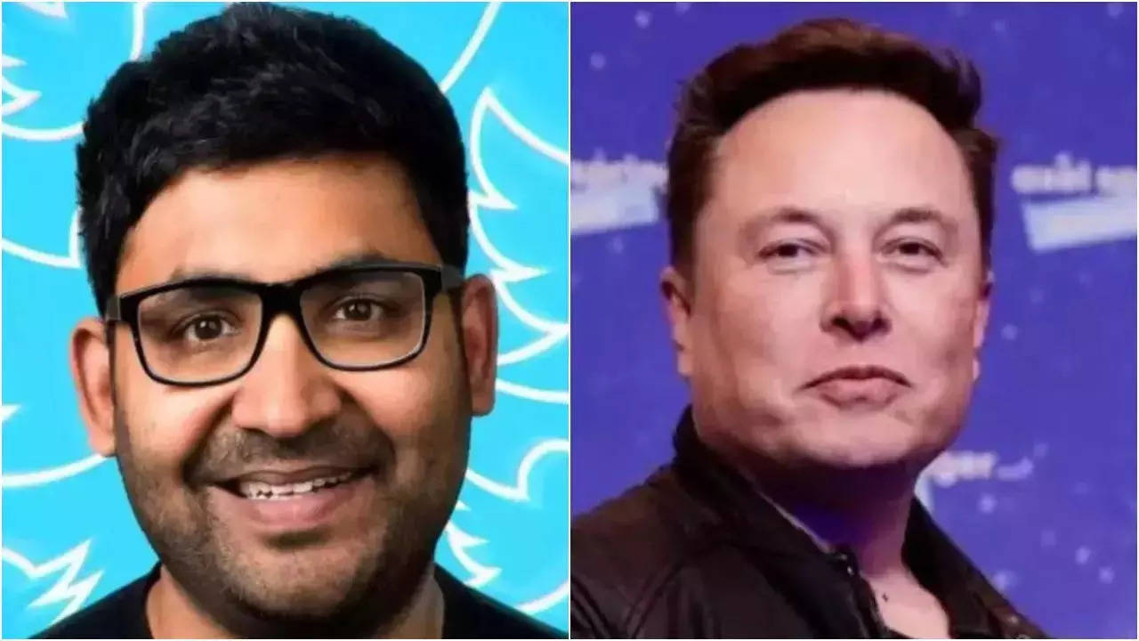 <p>(L-R) Parag Agrawal, Elon Musk</p>