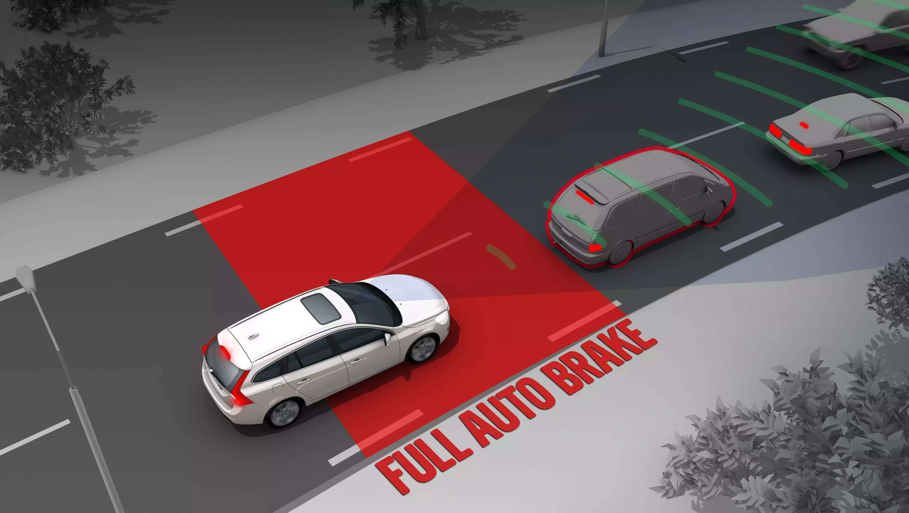 <p>AEB usually prompts an audio or visual collision warning to the driver and full braking is automatically initiated in case the driver fails to react to the situation.</p>