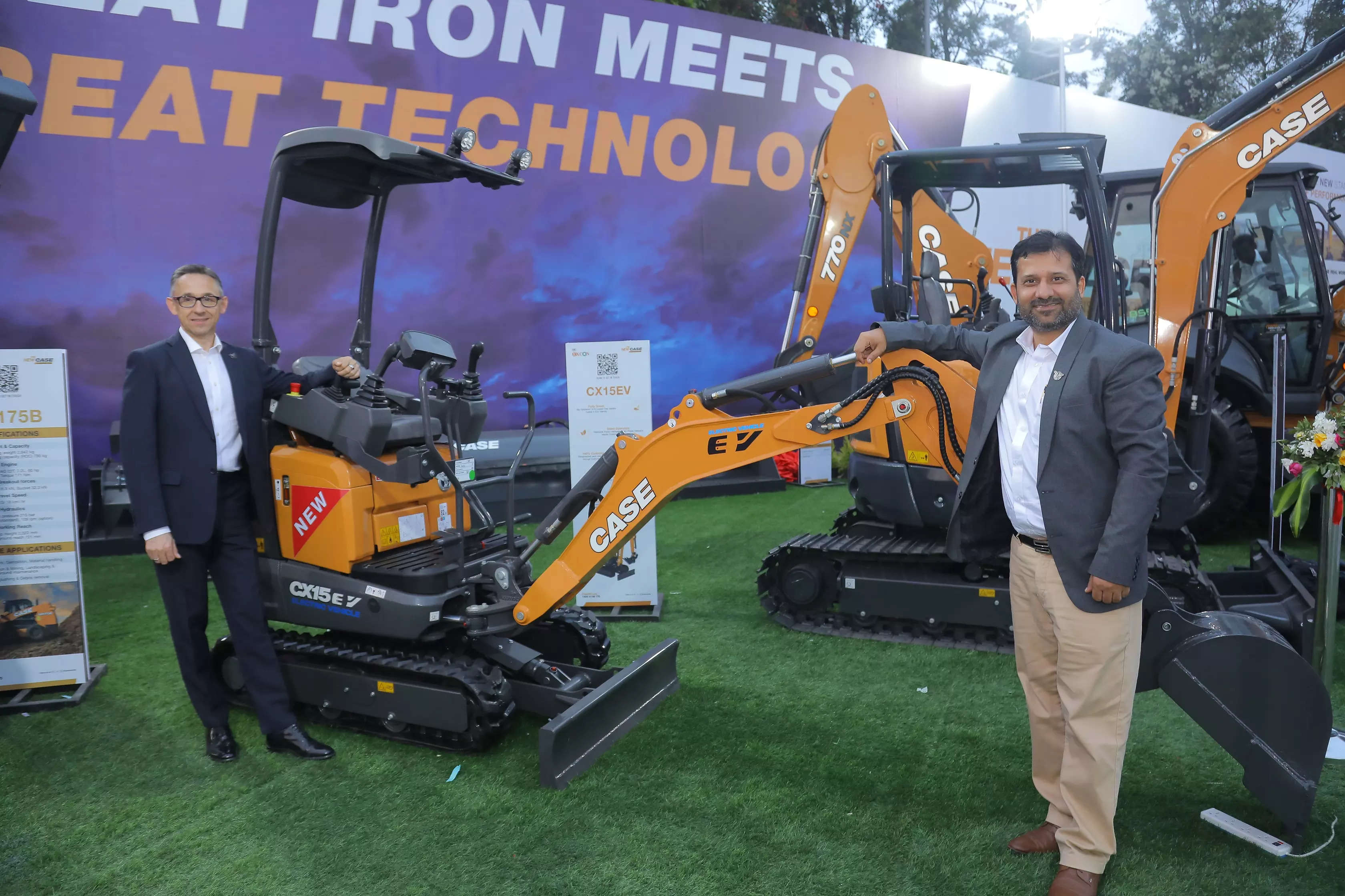 <p>Alexander Markov, Vice President – CASE Construction Equipment, APAC and AME and Shalabh Chaturvedi, Managing Director, India and SAARC unveiling the Electric Mini Excavator from CASE at EXCON 2023</p>