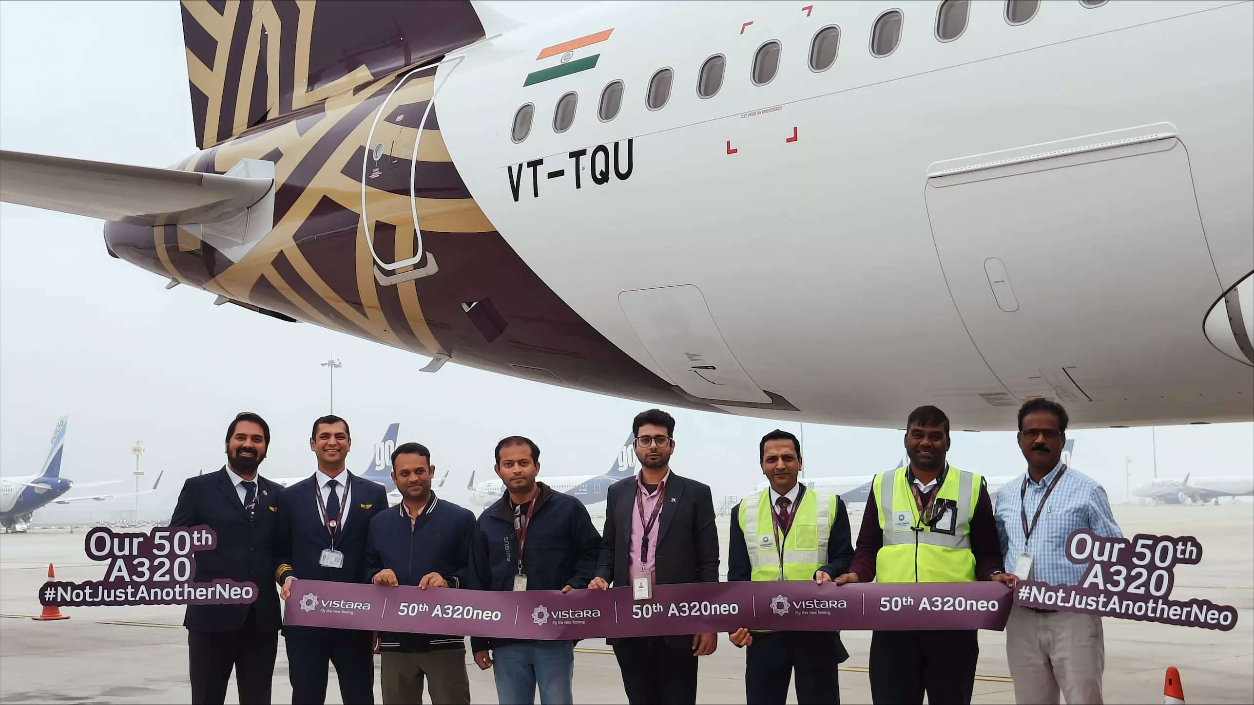 <p>Vistara welcomes it's 50th A320neo aircraft to the fleet.</p>