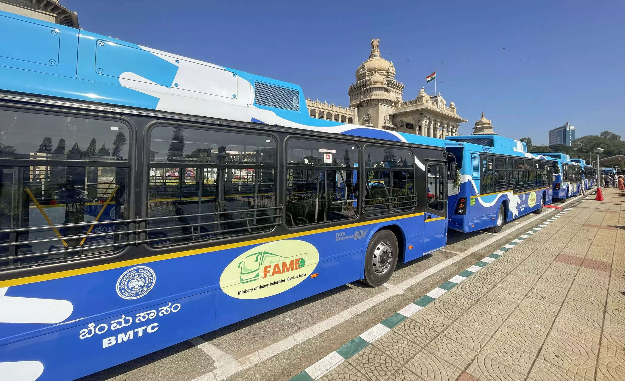 <p>Bengaluru Metropolitan Transport Corporation (BMTC) electric buses.</p>