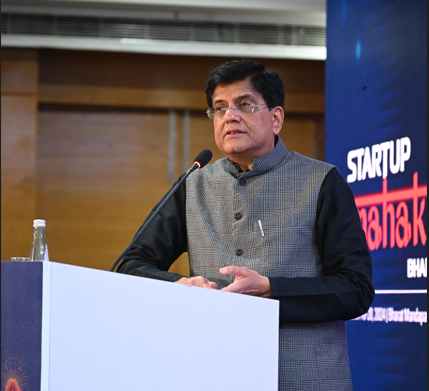 <p>Minister Goyal was speaking at the curtain raiser for the ‘Startup Mahakumbh’</p>