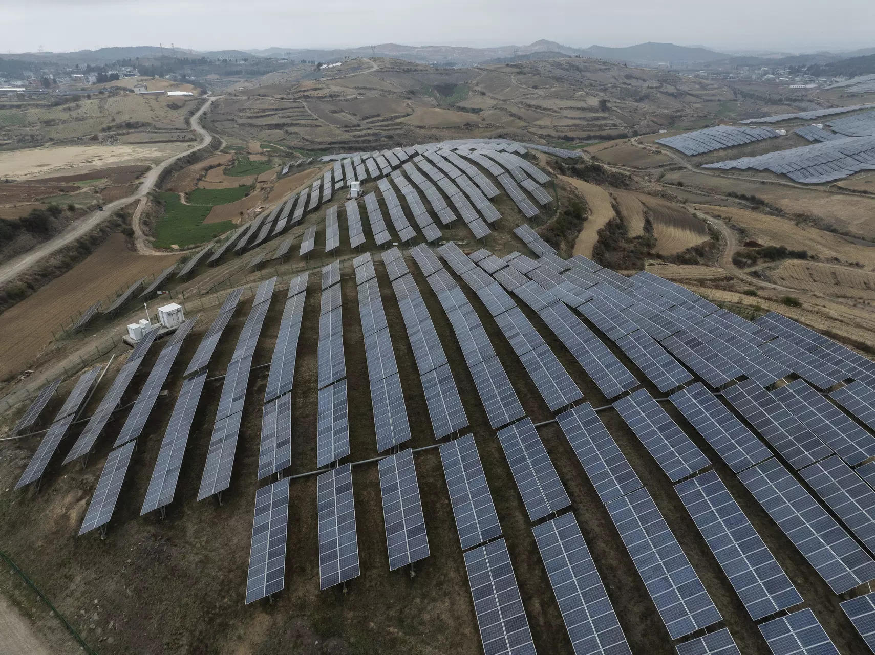 <p>A solar farm in Shilin Yunnan, China, March 1, 2024. European leaders are considering imposing higher tariffs on solar panels and wind turbines from China. </p>