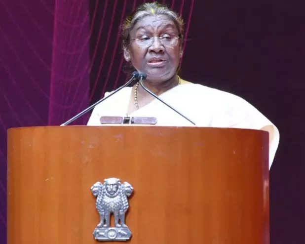 <p>President Droupadi Murmu addresses the scientific convention on World Homoeopathy Day at Yashobhoomi Conventional Centre Dwarka New Delhi on Wednesday.</p>