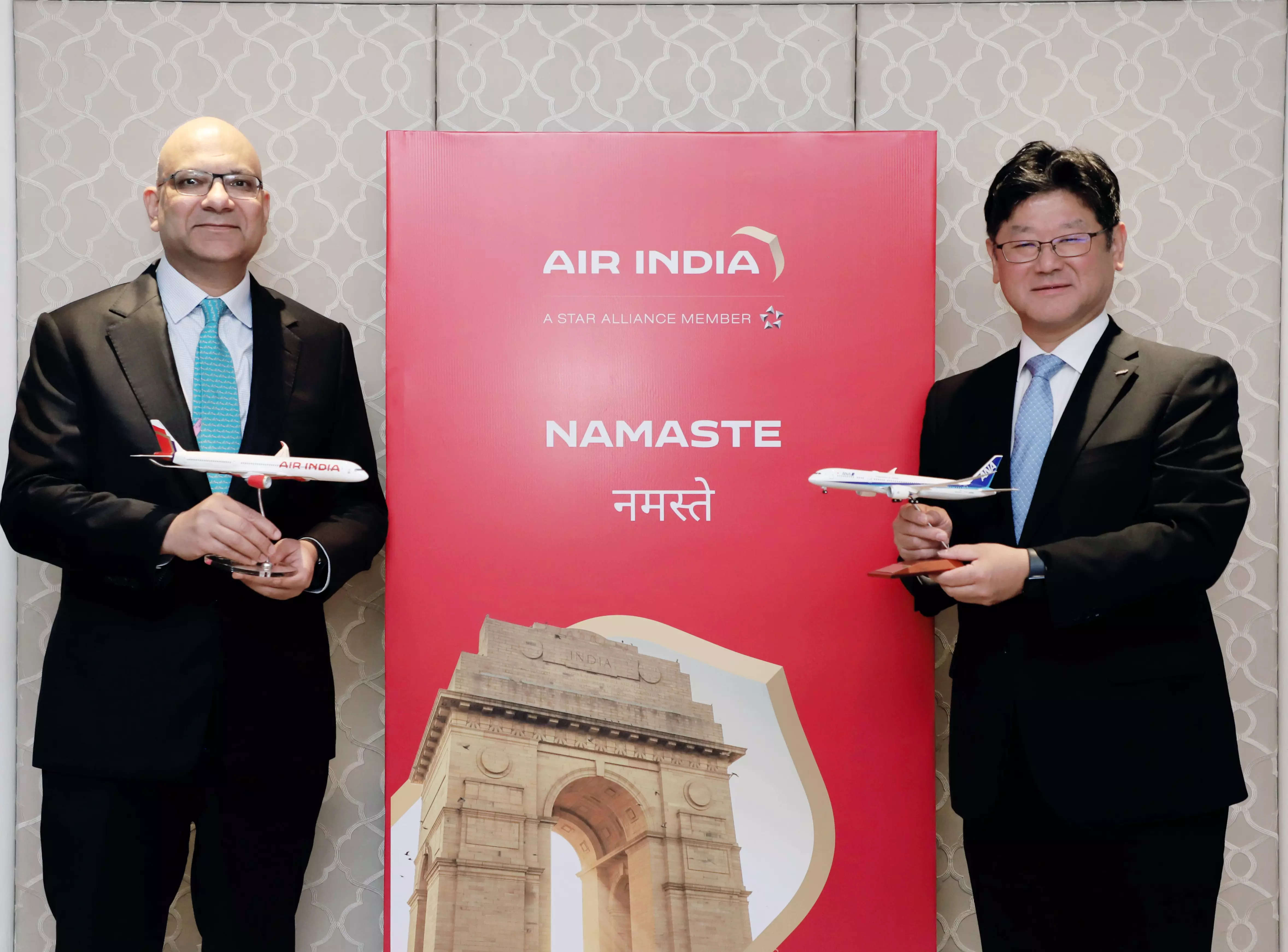 <p><span class="il">Air</span> <span class="il">India</span>’s Chief Commercial &amp; Transformation Officer, Nipun Aggarwal, and ANA’s Member of the Board and EVP Alliances &amp; International Affairs, Katsuya Goto, at the signing ceremony of the codeshare partnership.</p>