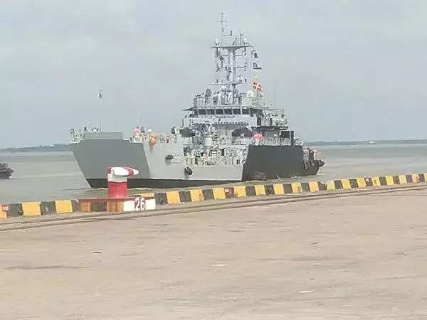 Indian Ships INS Saryu, LCU58 Dock At Yangon Port In Myanmar To Combat Illegal Fishing