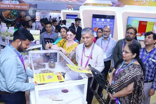 <p>Union Ayush Secretary Vaidya Rajesh Kotecha visits the Ayush Pavilion on the opening day of World Food India 2024 in New Delhi on Thursday.</p>