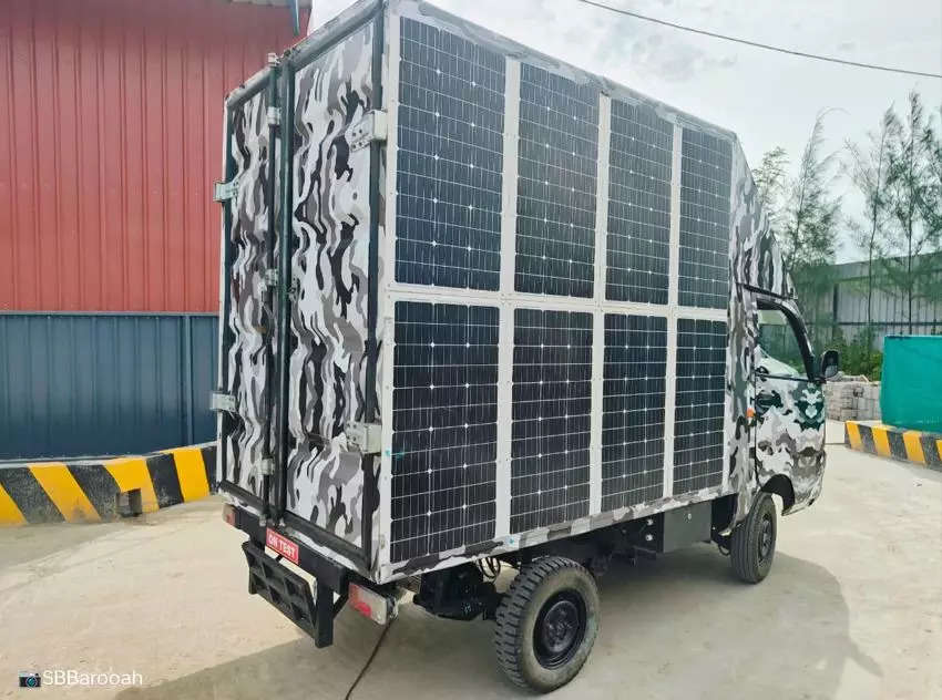 <p>Bala Pachyappa's BaaB concept leverages solar panels on the vehicle's exterior to act as a supplemental energy source, cutting down the need for frequent external charging. </p>