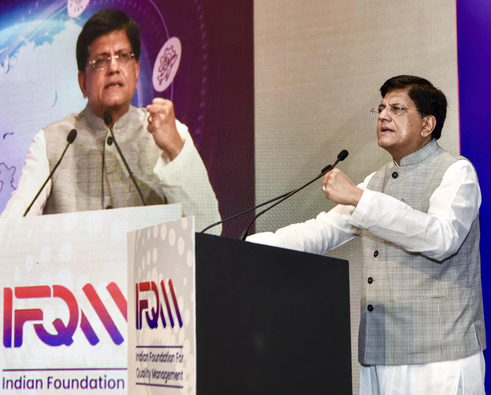 <p>New Delhi, Oct 16 (ANI): Union Minister of Commerce and Industry, Piyush Goyal addresses the First Annual Symposium hosted by the Indian Foundation for Quality Management (IFQM), in New Delhi on Wednesday. (ANI Photo/Ritik Jain)</p>