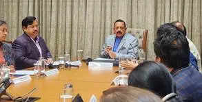 <p>Jitendra Singh chairs the monthly Joint Ministerial Meeting of the Secretaries of all the Science Ministries and Departments of the Government in New Delhi on Sunday.</p>