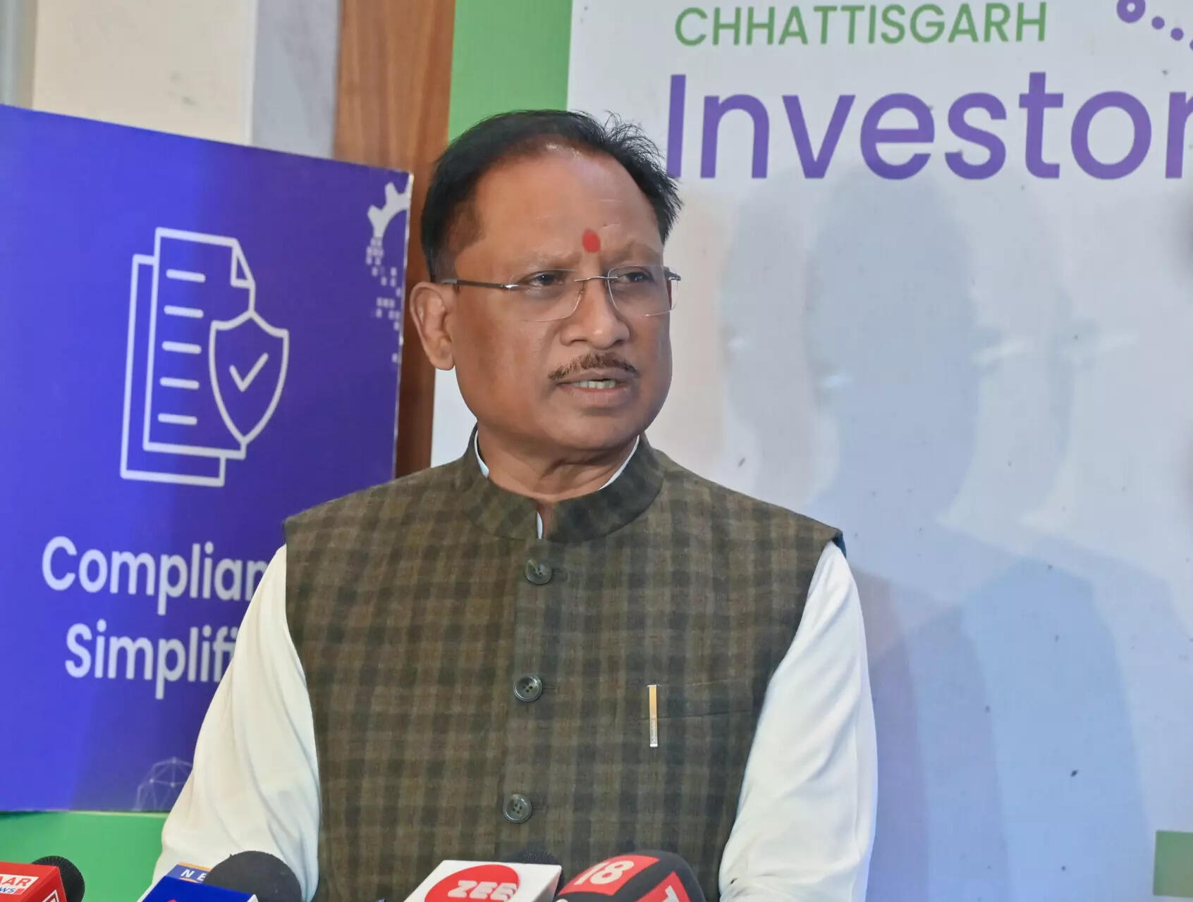 <p>Chhattisgarh Chief Minister Vishnu Deo Sai addresses the press conference after attending Investors Meet, in New Delhi on Monday. (ANI Photo/Sanjay Sharma)</p>