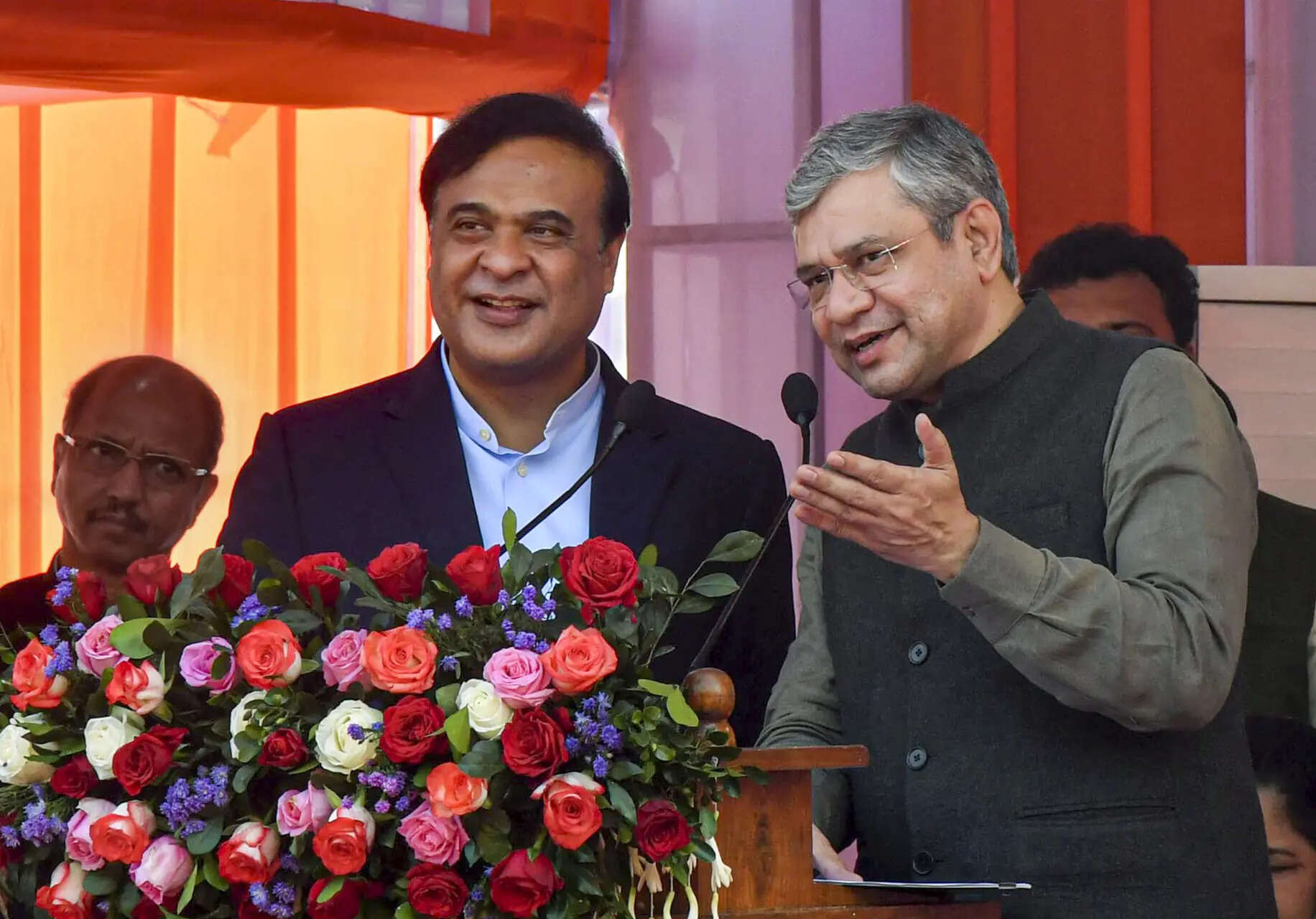 <p>Guwahati: Railways Minister Ashwini Vaishnaw and Chief Minister Himanta Biswa Sarma during a ceremony to flag off three new trains and launch several other development projects, in Guwahati. (PTI Photo)</p>