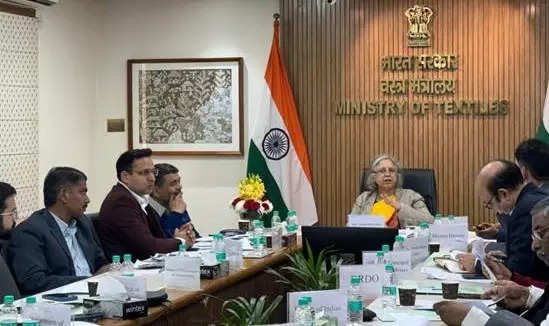 <p>Secretary, Ministry of Textiles, Neelam Shami Rao chairs the 10th Empowered Programme Committee (EPC) meeting under the National Technical Textiles Mission, at Udyog Bhawan, New Delhi, on Tuesday.</p>