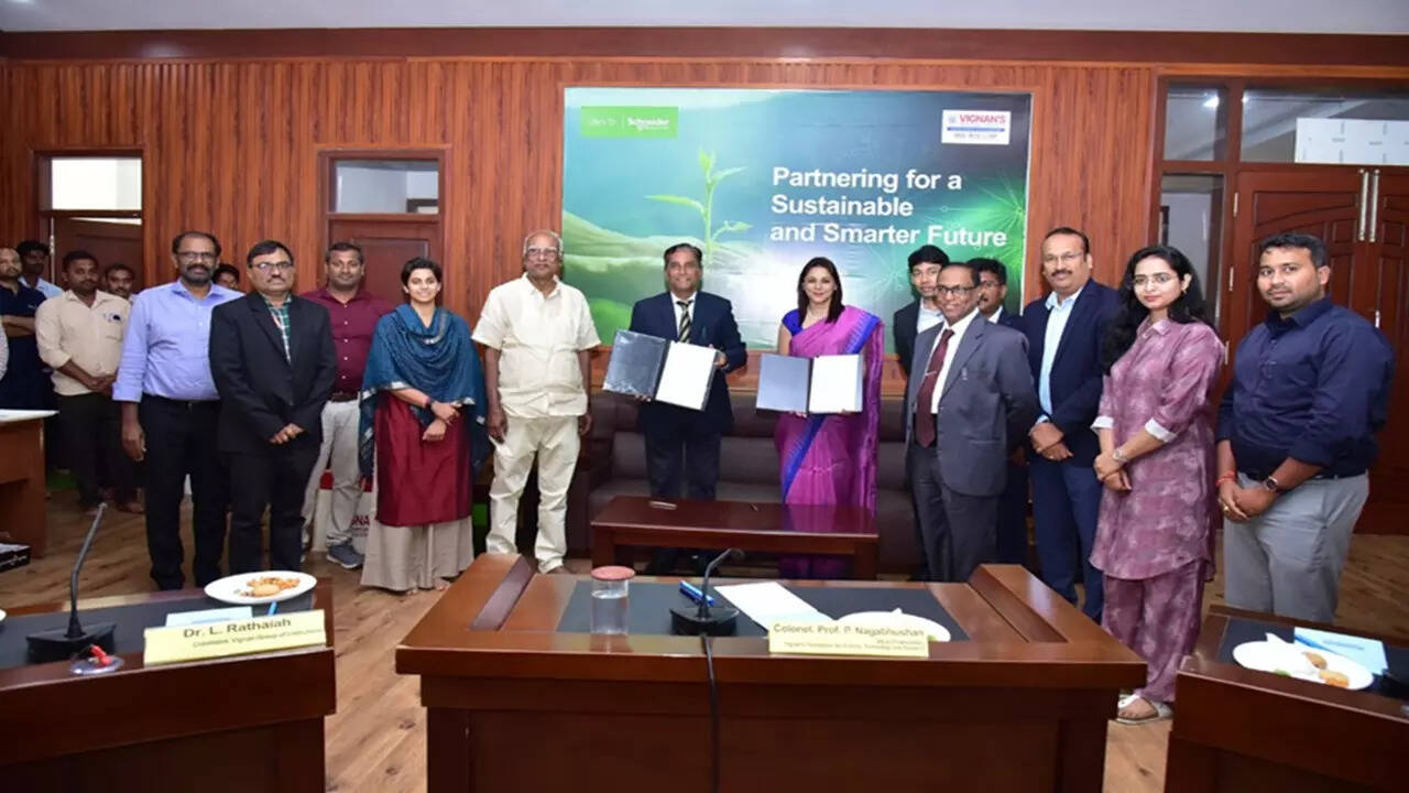<p>Through this partnership, Schneider Electric aims to establish a Center of Excellence (CoE), an automation center, and a skill development center at the university. Both Schneider Electric and Vignan’s University have set a goal to reduce emissions by 33-35% by 2030 compared to 2005 standards.</p>