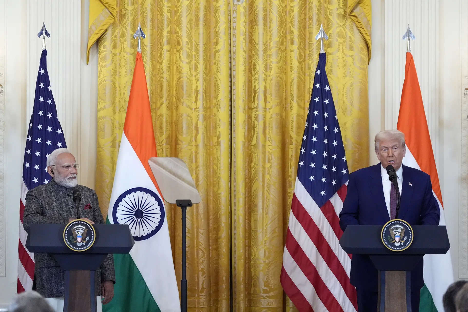 <p>President Donald Trump and Indian Prime Minister Narendra Modi hold a news conference in the East Room of the White House, Thursday, Feb. 13, 2025, in Washington. (Photo/Alex Brandon)</p>