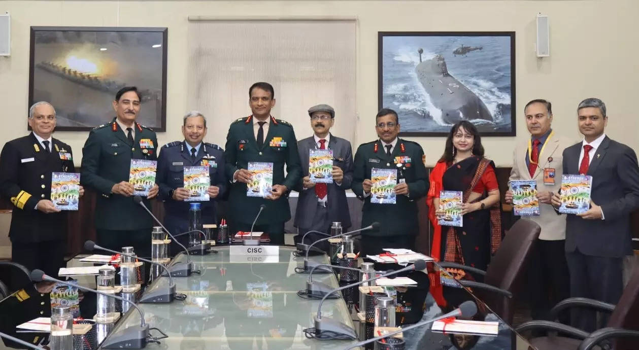 <p>Chief of Integrated Defence Staff and Chairman CENJOWS Lt Gen JP Mathew launches the February 2025 issue of the flagship journal Synergy.</p>