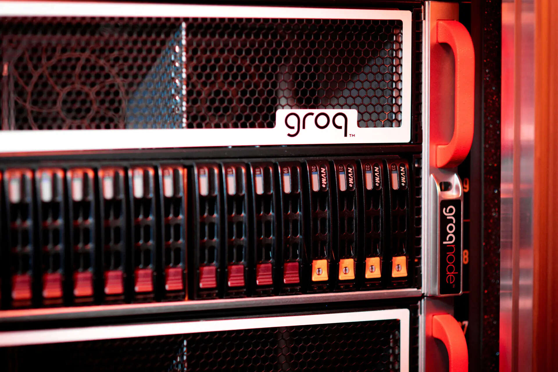 <p>FILE PHOTO: Close up of the GroqNode product by Silicon Valley AI chip startup Groq, in Mountain View, California, U.S., July, 2022. Groq Inc.</p>