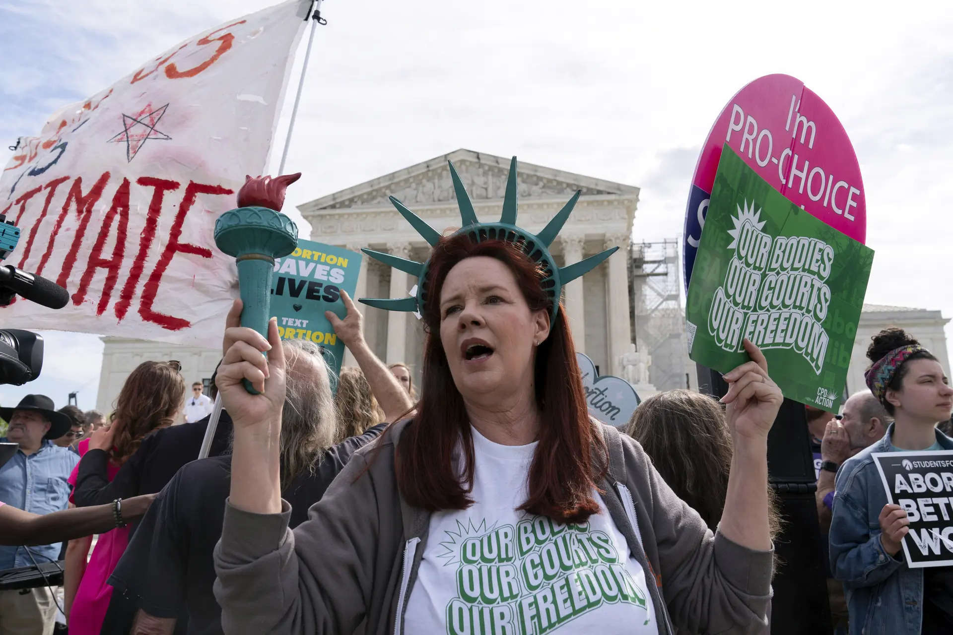 <p>FILE - Abortion-rights activists rally outside the Supreme Court, Wednesday, April 24, 2024, in Washington. (AP Photo/Jose Luis Magana, File)</p>