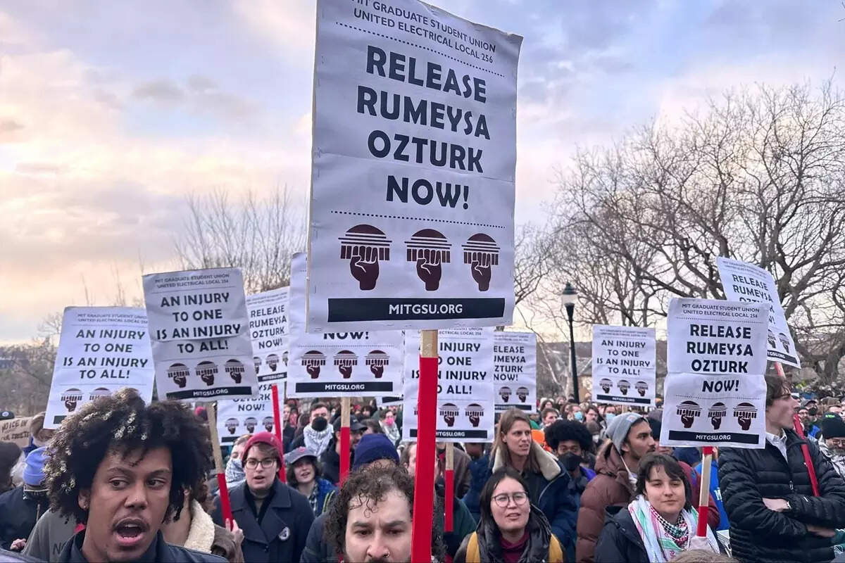 <p>Rumeysa Ozturk, 30, was taken by masked immigration officials as she walked along a street in the Boston suburb of Somerville on Tuesday.</p>