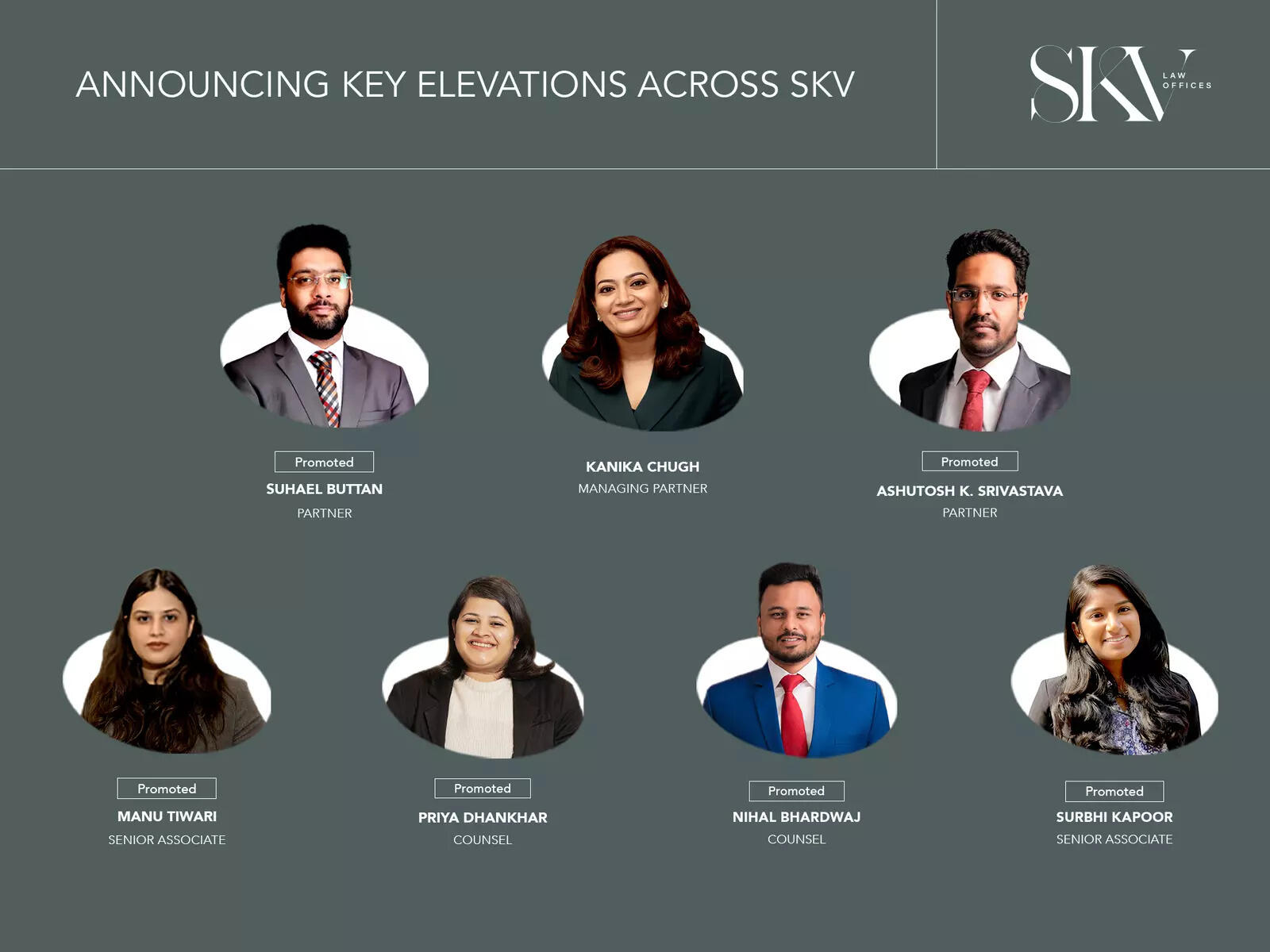 <p>SKV Law Offices announces new Managing Partner and Elevates Key Leaders</p>