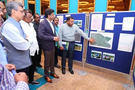 <p>Dr Chandra Sekhar Pemmasani, Minister of State for Rural Development and Communications during the national workshop on survey/re-survey under Digital India Land Records Modernization Programme (DILRMP) at Guntur in Andhra Pradesh, on Thursday</p>
