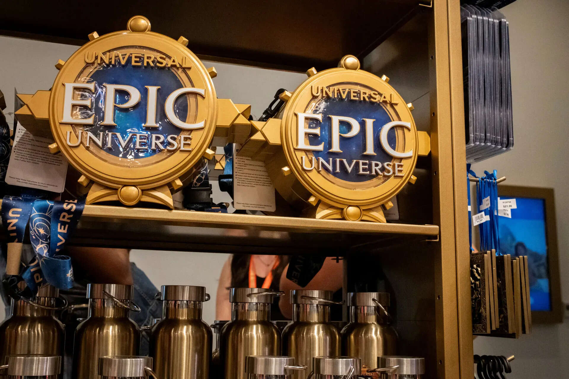 

<p>Universal Epic Universe theme park merchandise are displayed ahead of the grand opening ceremony in Orlando, Florida</p>
<p>“/><figcaption class=