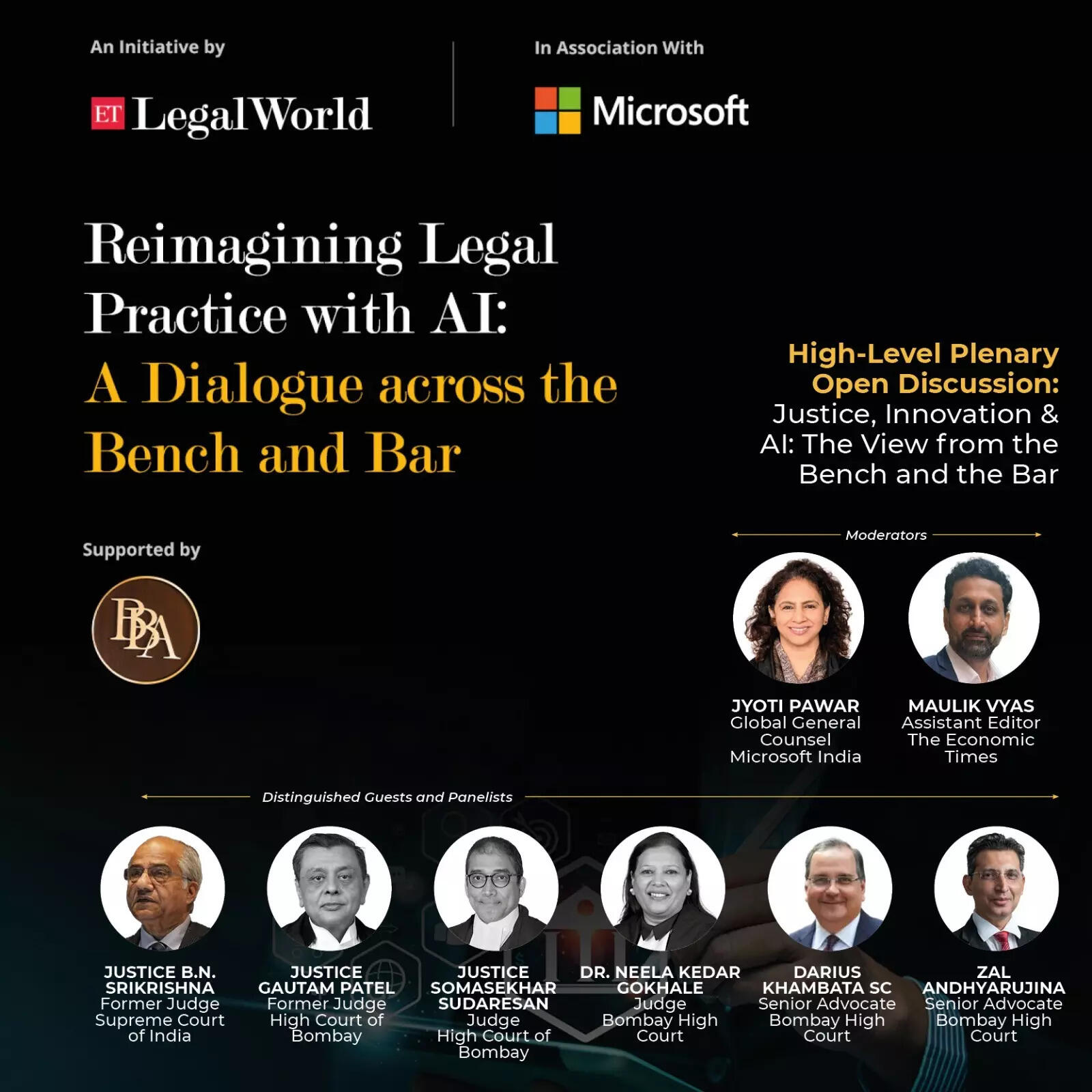 <p>The second panel discussion on “Justice, Innovation & AI: The View from the Bench and the Bar” was Moderated by Jyoti Pawar and Maulik Vyas of The Economic Times.</p>