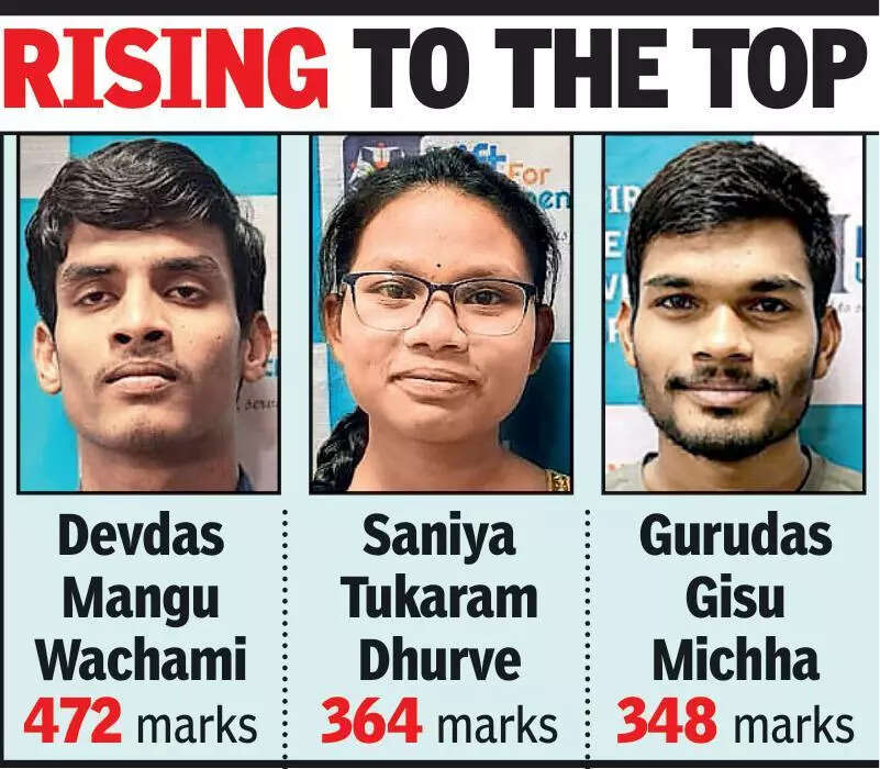 <p>Devdas Mangu Wachami from Karmapalli scored an impressive 472 marks, Saniya Tukaram Dhurve from Mallampodur secured 364, and Gurudas Gisu Michha from Dubbaguda achieved 348 marks in the results declared on June 14.</p>