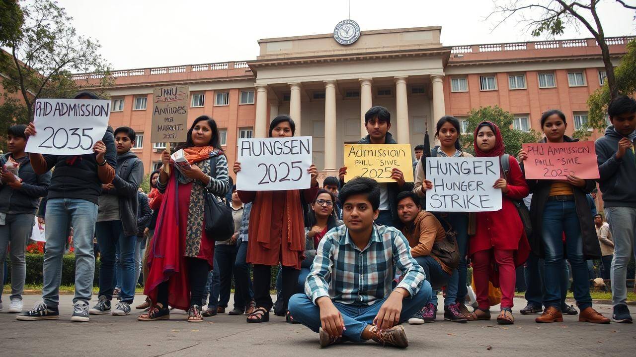 <p>The protest is against the university's decision to exclude the June 2025 UGC-NET aspirants and to not reinstate the JNU Entrance Examination (JNUEE) for PhD admissions</p>