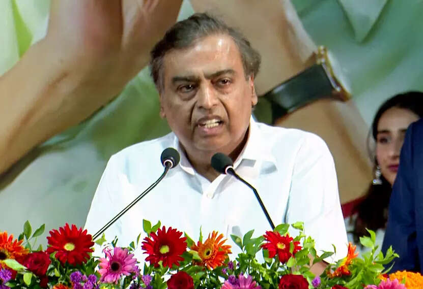 Mumbai, Jun 07 (ANI): Mukesh Ambani, Chairman and Managing Director of Reliance Industries, addresses the gathering during an event for the launch of the 'Divine Scientist', a biography on Professor MM Sharma (unseen), at Institute of Chemical Technology in Mumbai on Saturday. (ANI Photo)