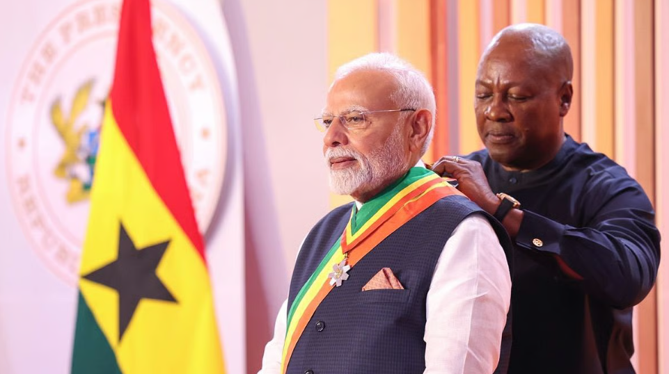 PM Modi conferred Ghana's highest civilian honour for distinguished statesmanship and global leadership.