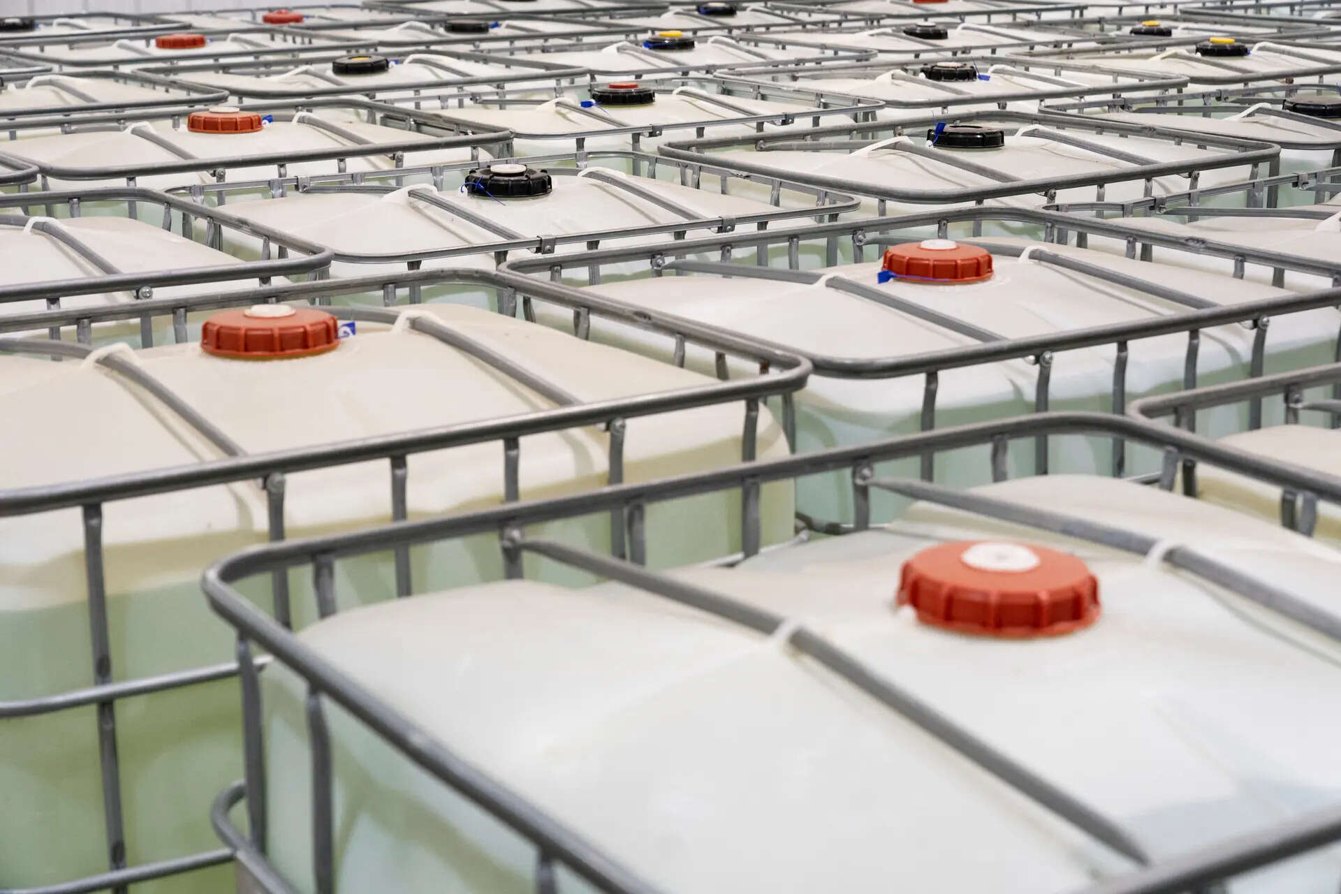 Chemicals used in the battery recycling process sit in a warehouse at Green Li-ion's facility in Atoka, Oklahoma, U.S. February 17, 2025. REUTERS/Nick Oxford To match Special Report USA-MINING/OKLAHOMA