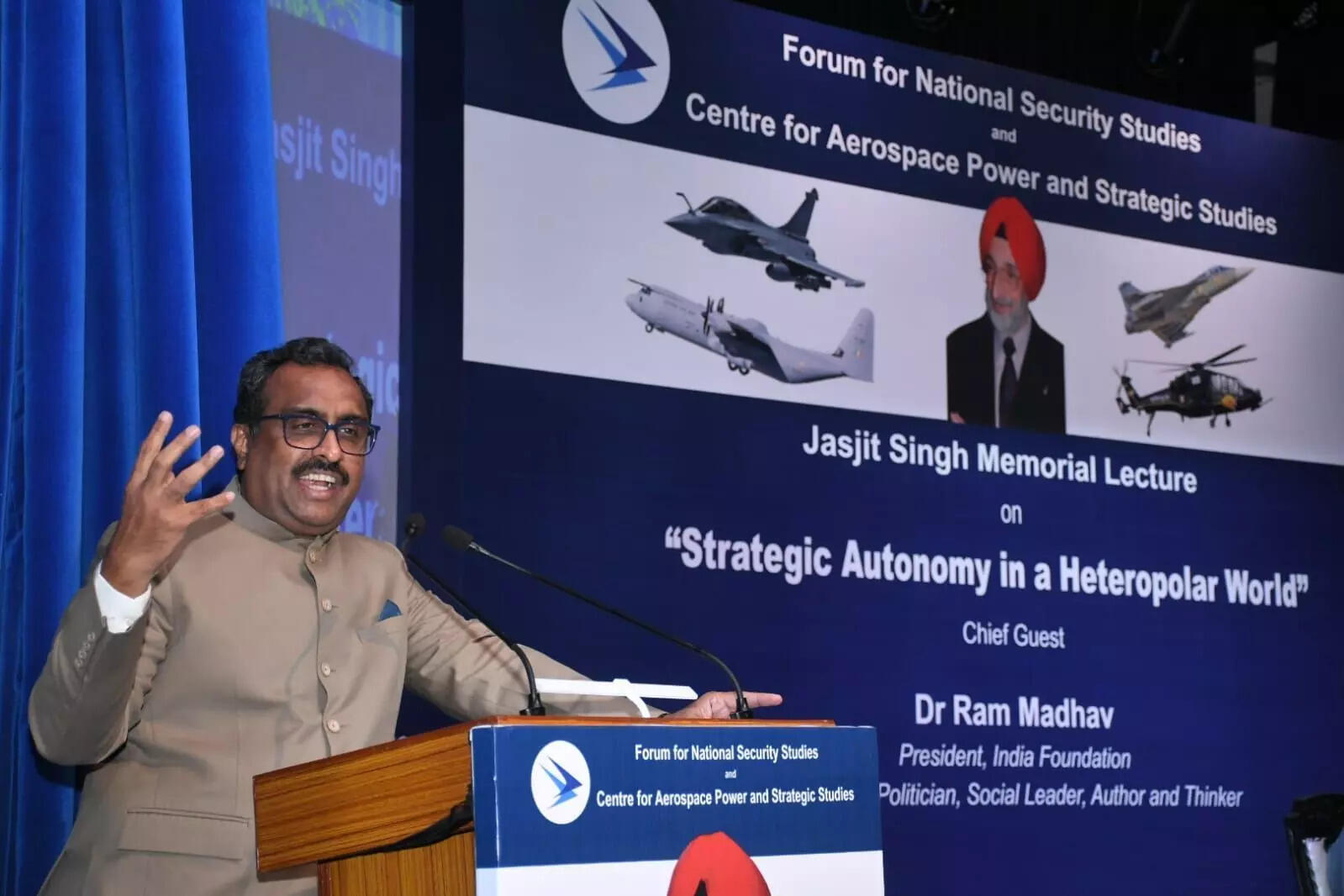 <p>Invoking Plato's idea of "philosopher kings," Dr Ram Madhav likened Air Commodore Jasjit Singh to one who believed in both a country's military might and its intellectual strength.</p>