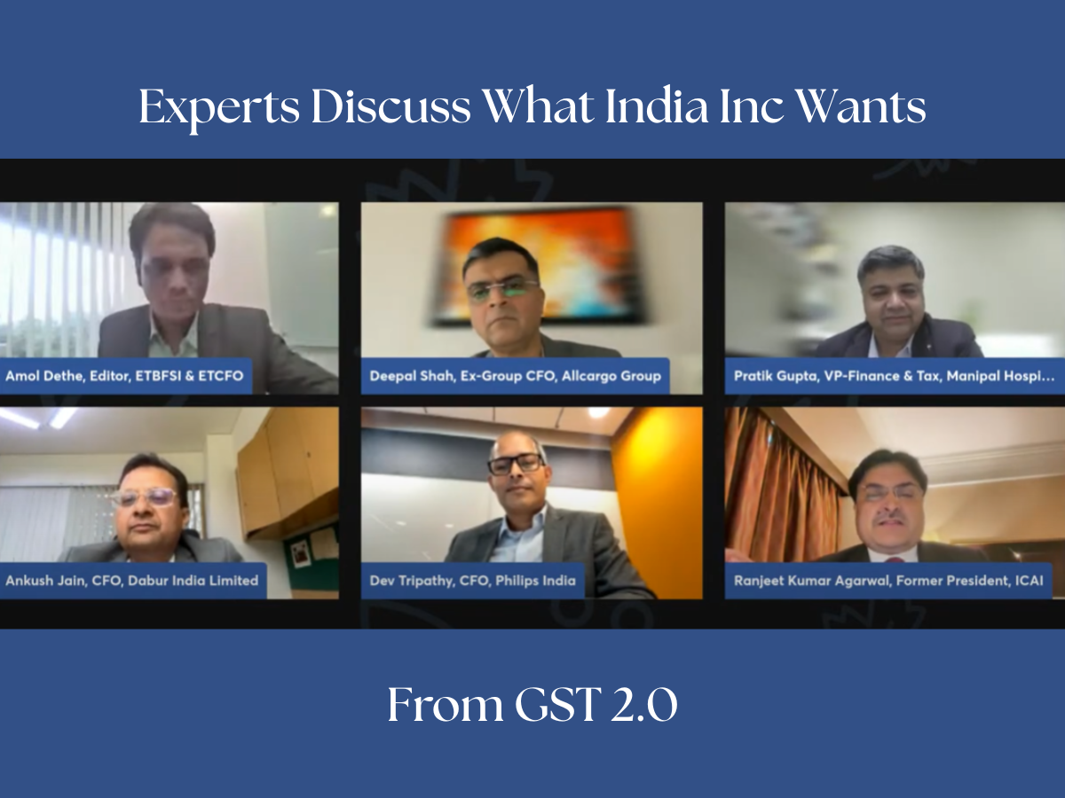 <p>Experts discussing at <em>ETCFO's</em> 'What India Inc Wants From GST 2.0' live panel</p>