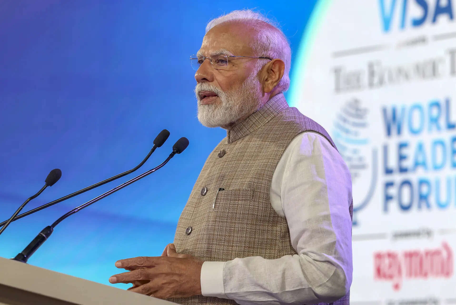 <p>Prime Minister Narendra Modi addresses The Economic Times World Leaders Forum, in New Delhi. </p>