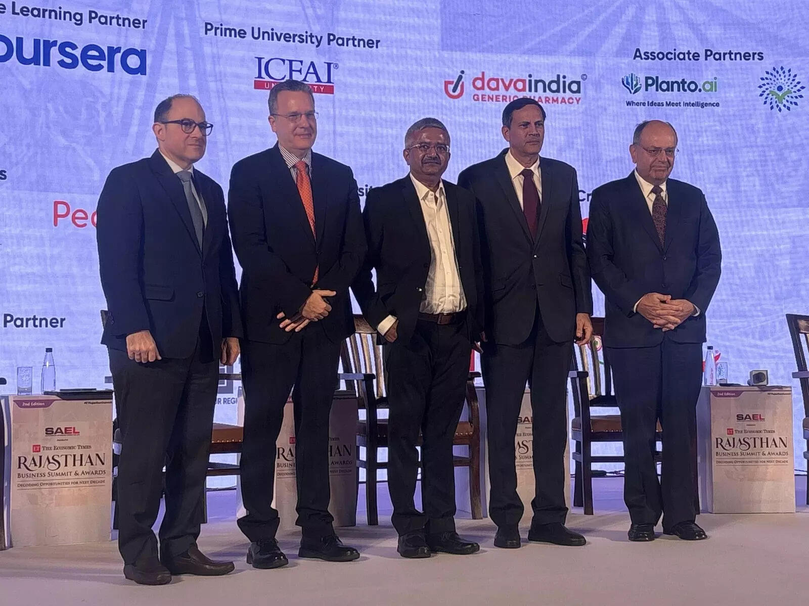 <p>Ambassadors of Argentina, Brazil, Cuba and Peru with the moderator of the panel discussion on the theme “Markets, Mandates, Mutual Growth: Reimagining Trade, Technology and Diplomacy.”</p>