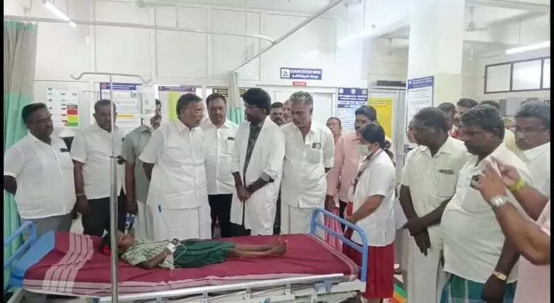 <p>Palacode MLA K P Anbazhagan visited the students at the govt hospital and consoled their parents.</p>
