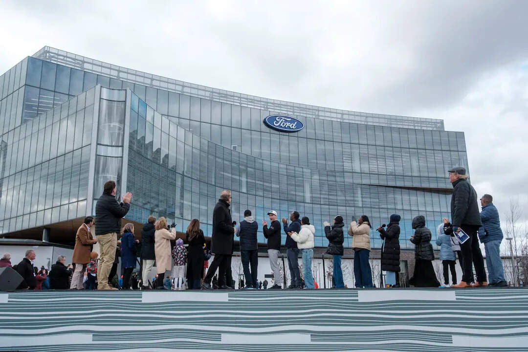 Ford Motor Company employees onlooking the new state-of-the-art Ford campus in Dearborn, Michigan.