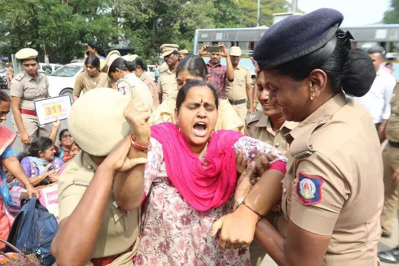 'For secondary grade teachers, who were appointed on or after June 1, 2009, the basic pay was 3,170 less than those who joined before this date,' said Velmurugan, deputy state head, secondary grade seniority teachers' association