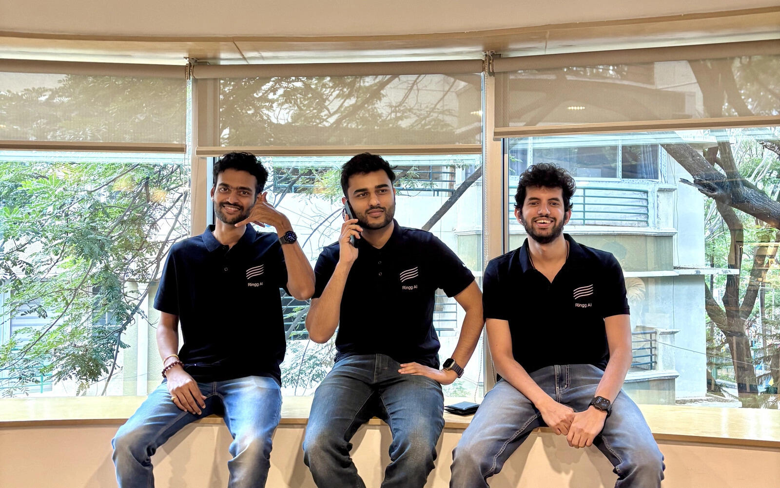 <p>(L-R) Kali CV, Siddharth Shankar Tripathi and Utkarsh Shukla, founders, Ringg AI<span class="redactor-invisible-space"></span></p><p>“><figcaption class=