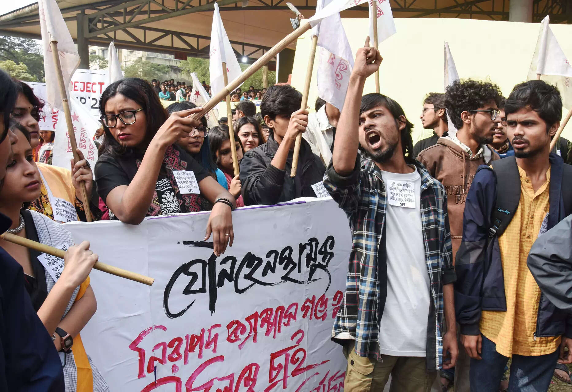 <p>The dispute started with Halder asking two UG 3 girls to remove their hijabs during an exam on Dec 22 on suspicion of cheating</p>