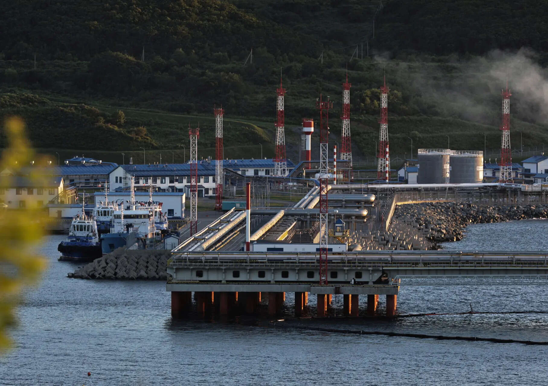 A view shows the crude oil terminal Kozmino on the shore of Nakhodka Bay near the port city of Nakhodka, Russia
