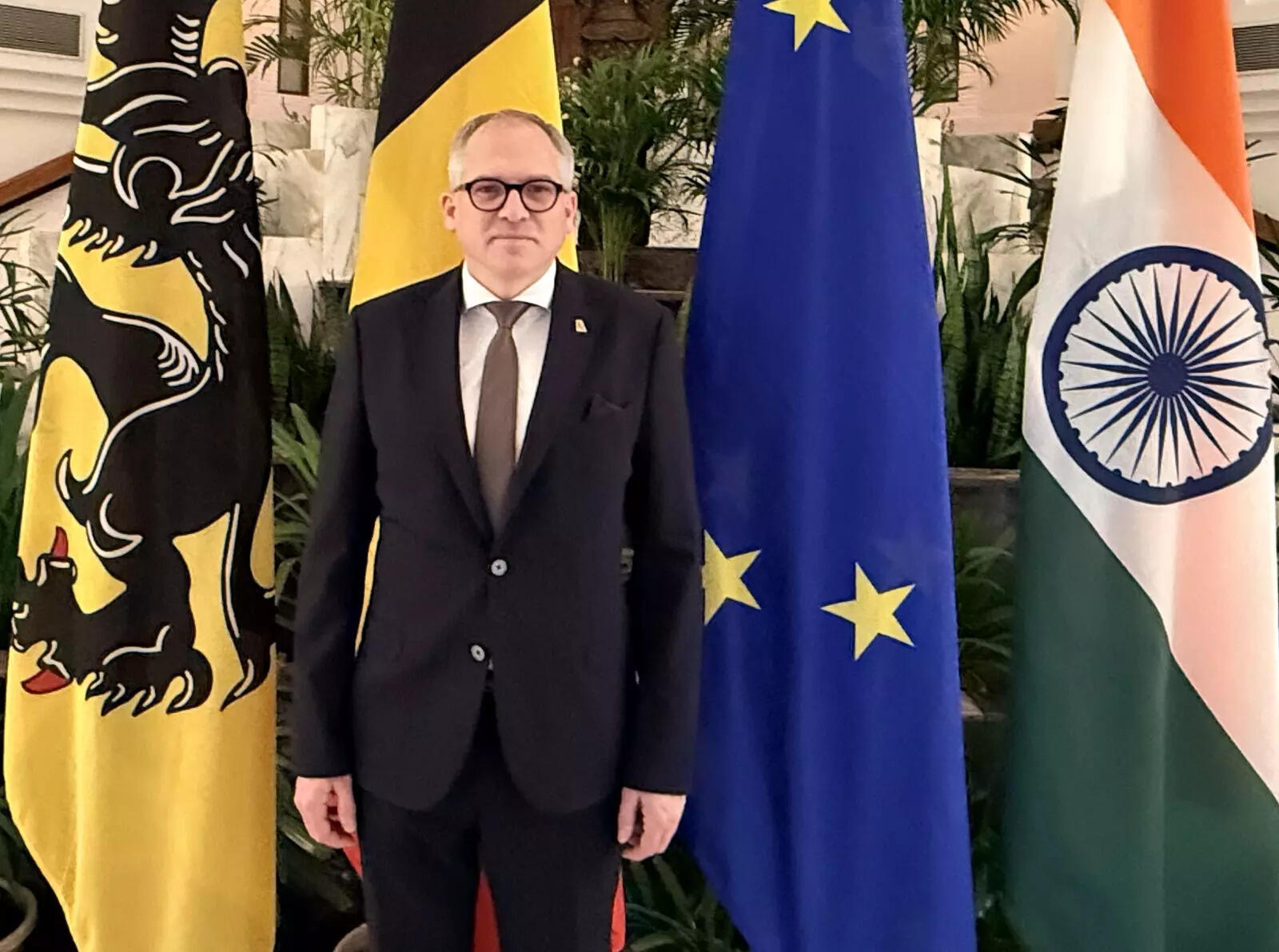 <p>Matthias Diependaele at the Belgium embassy</p>