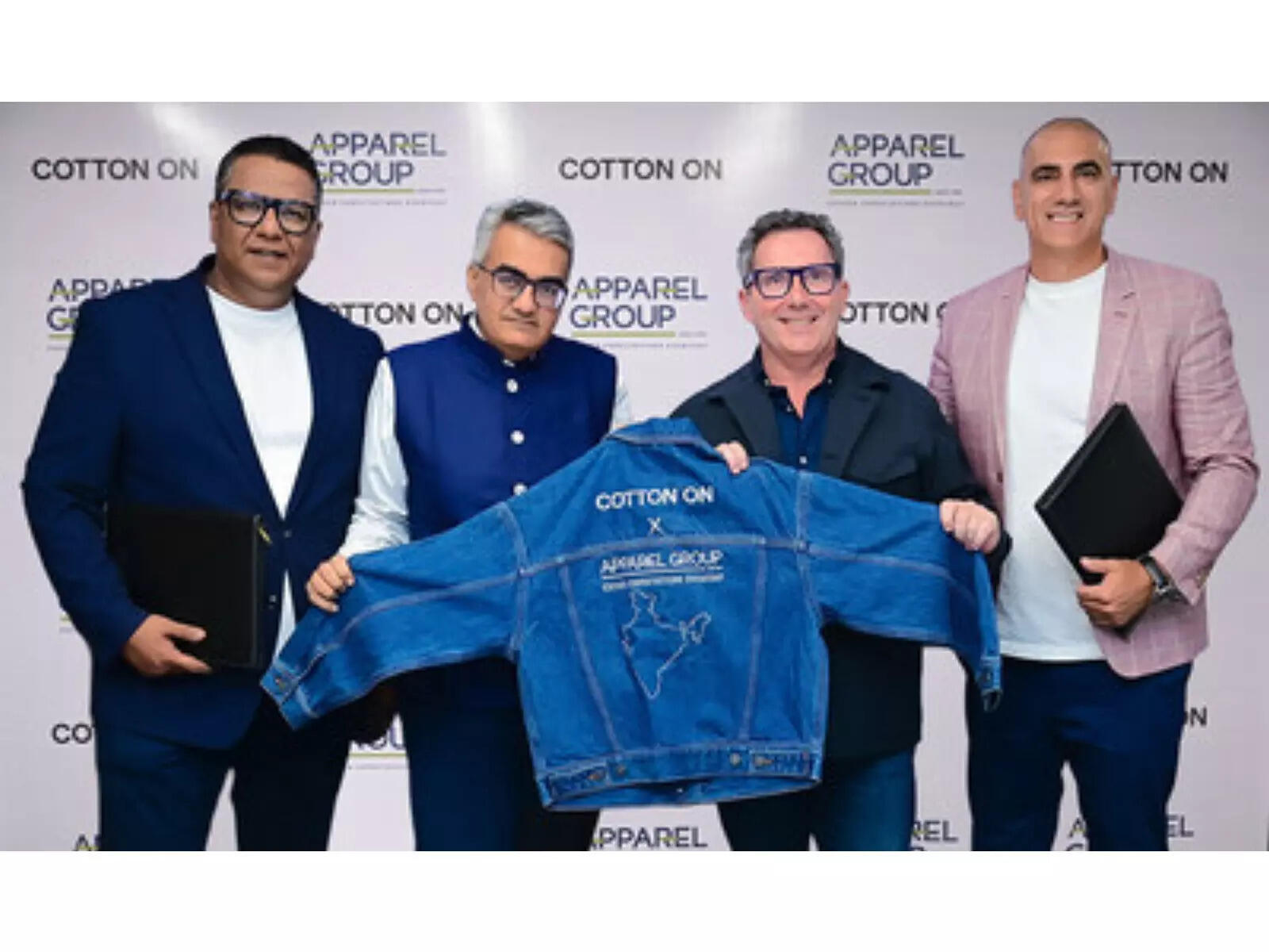 (L-R) Abhishek Bajpai, CEO of Apparel Group India  Tushar Ved, President of Apparel Group India  Michael Hardwick, Chief Financial Officer, Cotton On Group  Phil Tannous, Business Development Manager - Franchise, Cotton On