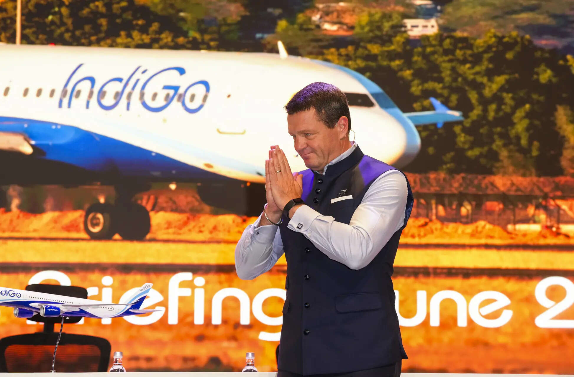 **EDS: FILE IMAGE** New Delhi: IndiGo CEO Pieter Elbers resigns on Tuesday, March 10, 2026. Elbers is seen during a media briefing on the opening day of IATA annual general meeting, at Bharat Mandapam, in New Delhi, Sunday, June 1, 2025. (PTI Photo/Shahbaz Khan) (PTI03_10_2026_000359A)