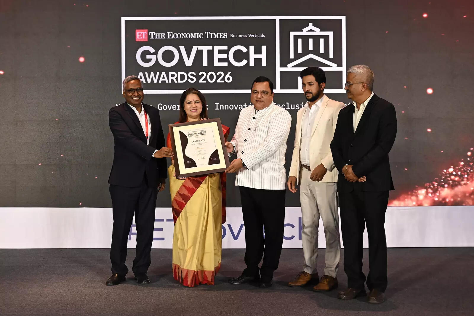 <p>Goa Industry Minister Mauvin Godinho receiving the award for Goa Industrial Development Corporation</p>